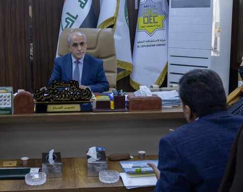 During his meeting with a number of employees... The Director General of Oil Exploration Company said: “we seek to overcome obstacles and solve the problems facing work and workers”.
