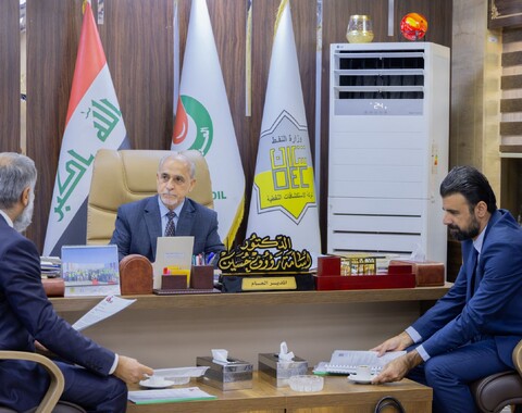 مدير عام شركة الاستكشافات النفطية يستقبل وفد شركة كار لبحث التعاون الفني في مشروع حقل علان ضمن محافظة نينوى